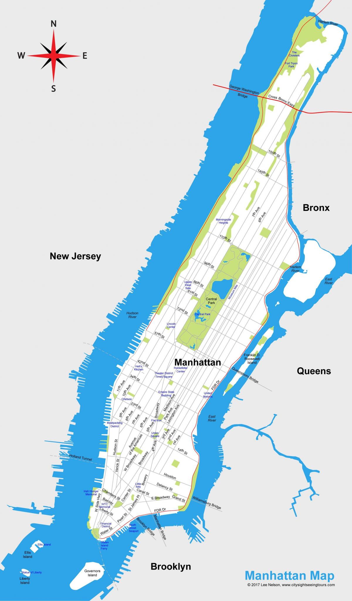 Manhattan peta kota cetak
