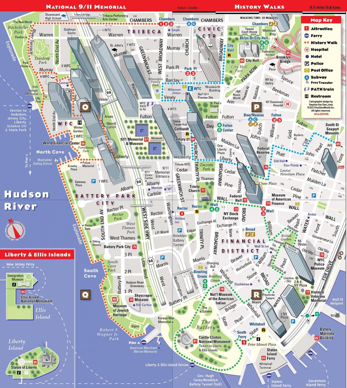 lower Manhattan peta wisata