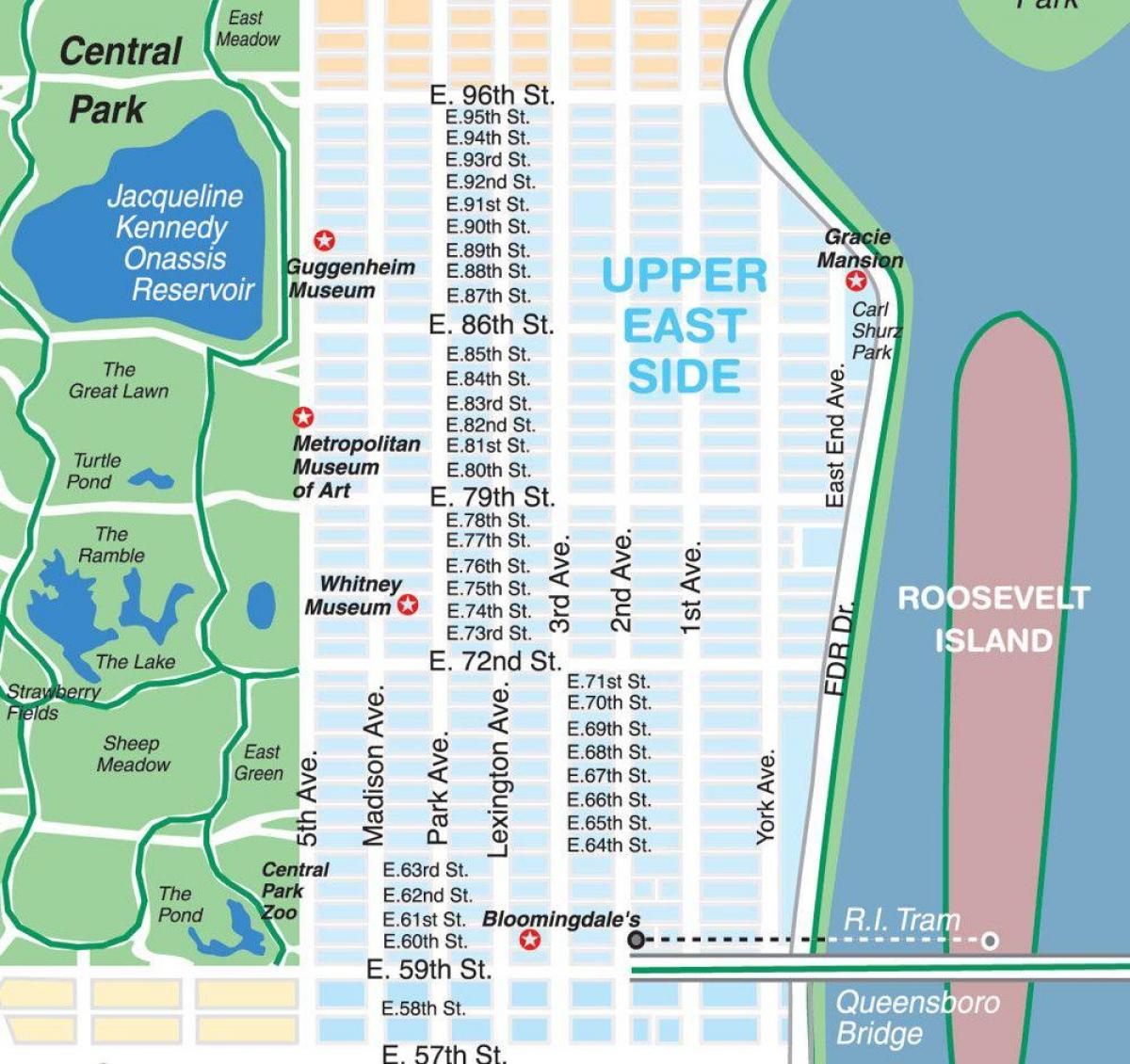 peta dari upper east side Manhattan