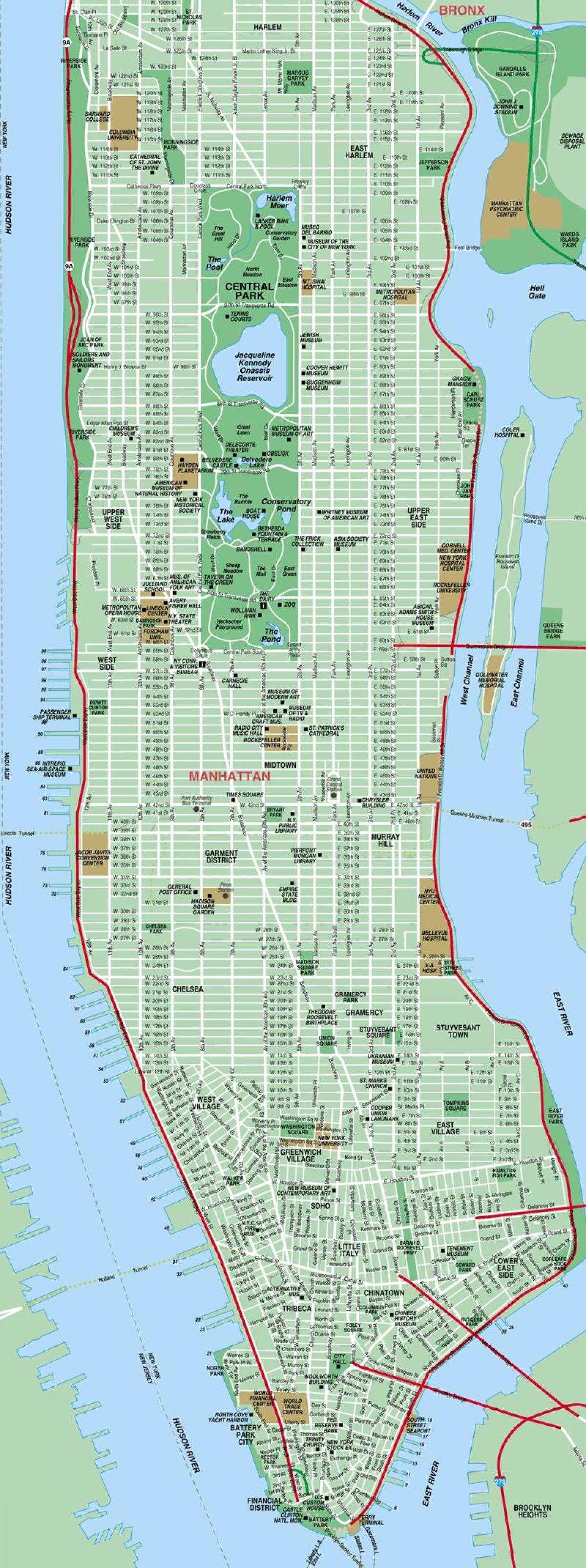 peta rinci dari Manhattan