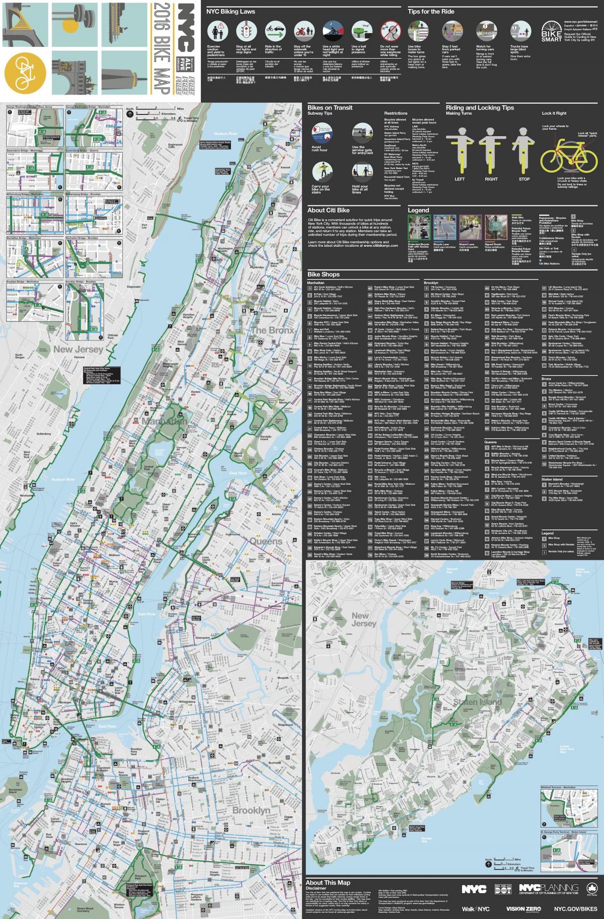 Manhattan jalur sepeda peta