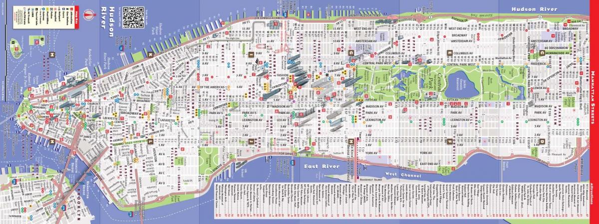 peta rinci dari Manhattan ny