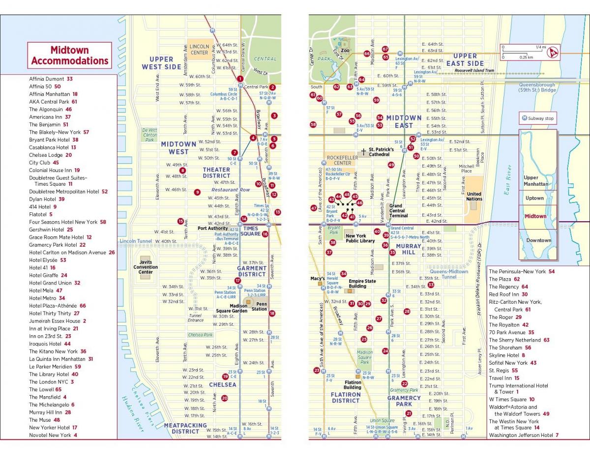cetak peta berjalan dari midtown Manhattan