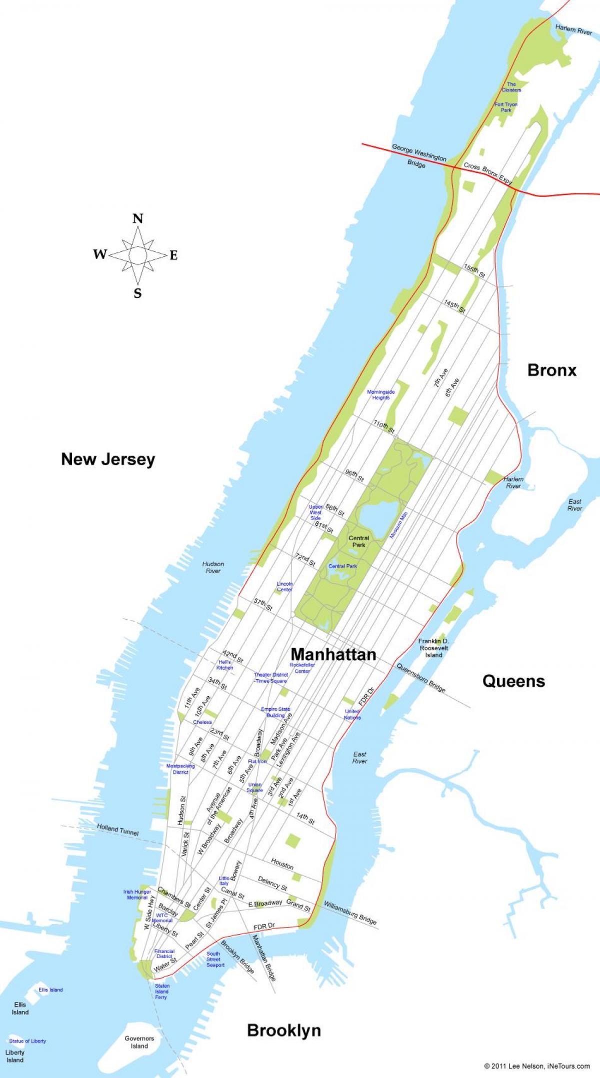 peta dari pulau Manhattan New York