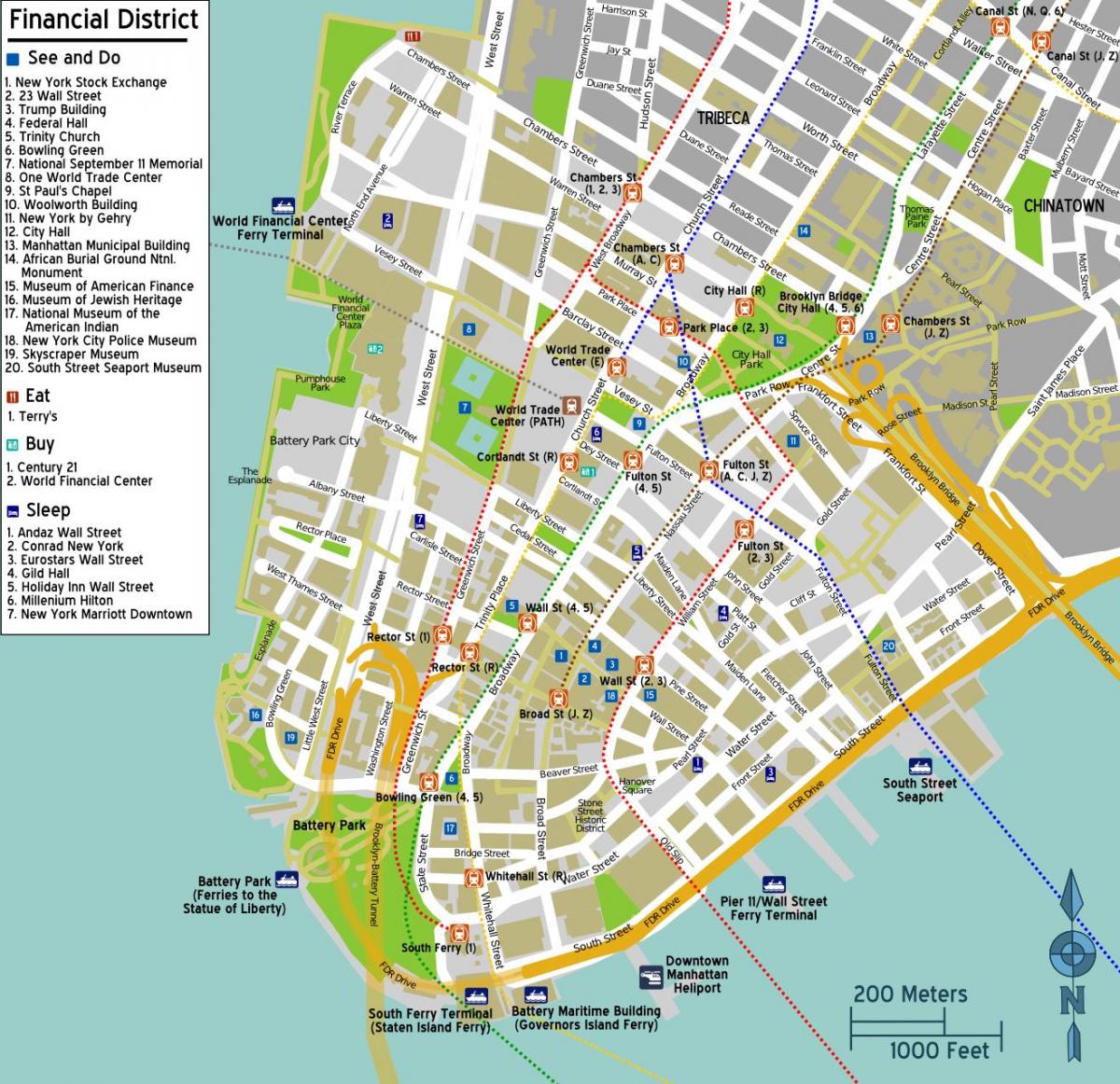 peta dari pusat kota Manhattan ny