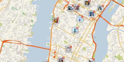 Peta dari Manhattan dengan tempat menarik